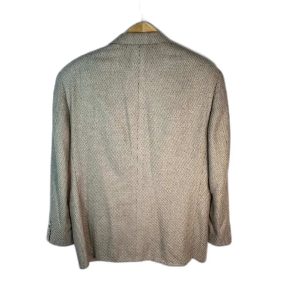 VTG 80s-90s Lavin Paris Men's Designer Beige Tan Texture Weave Suit Jacket Sz 45